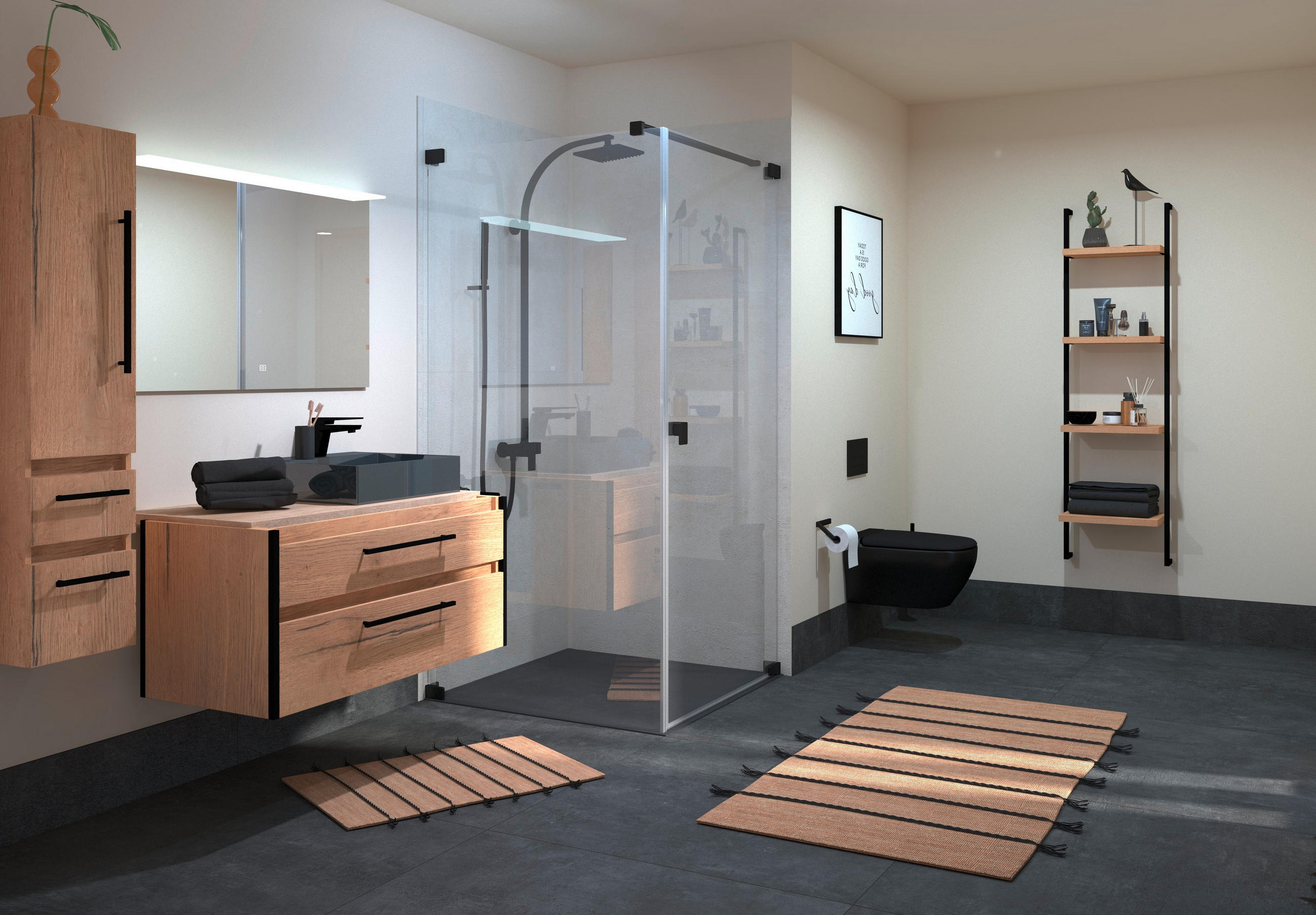 DUSCHKABINE 100/200/100 cm  in Schwarz  - Schwarz, MODERN, Glas/Metall (100/200/100cm) - Schöner Wohnen