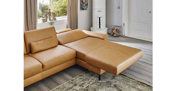 ECKSOFA Latina Plus in Echtleder Currygelb  175/334 cm  - Currygelb/Schwarz, Design, Leder/Metall (175/334cm) - Dieter Knoll