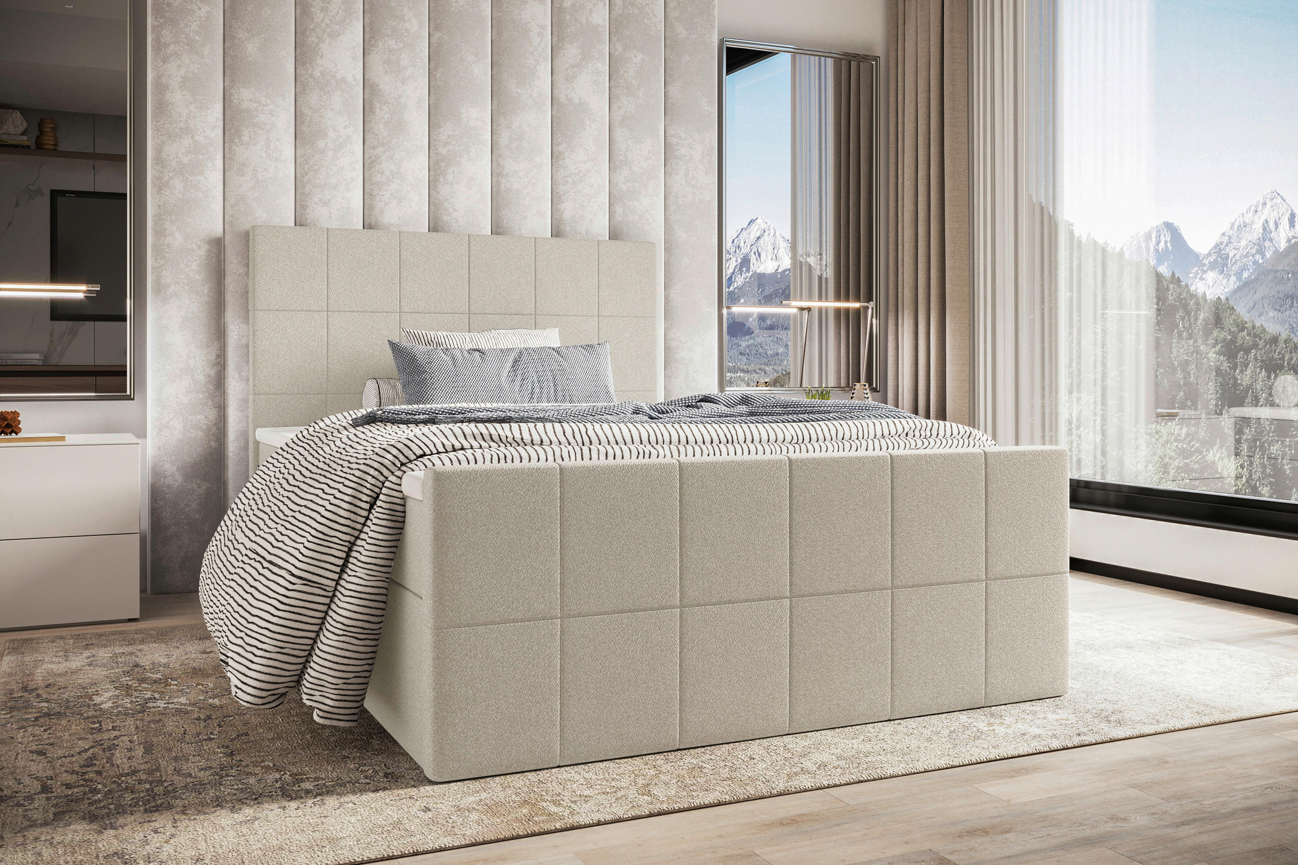 BOXBETT 120/200 cm  in Beige  - Beige, KONVENTIONELL, Kunststoff/Textil (120/200cm) - Boxxx