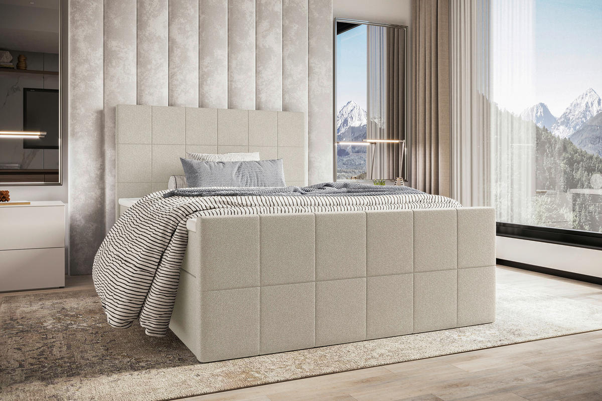 BOXBETT 120/200 cm  in Beige  - Beige, KONVENTIONELL, Kunststoff/Textil (120/200cm) - Boxxx
