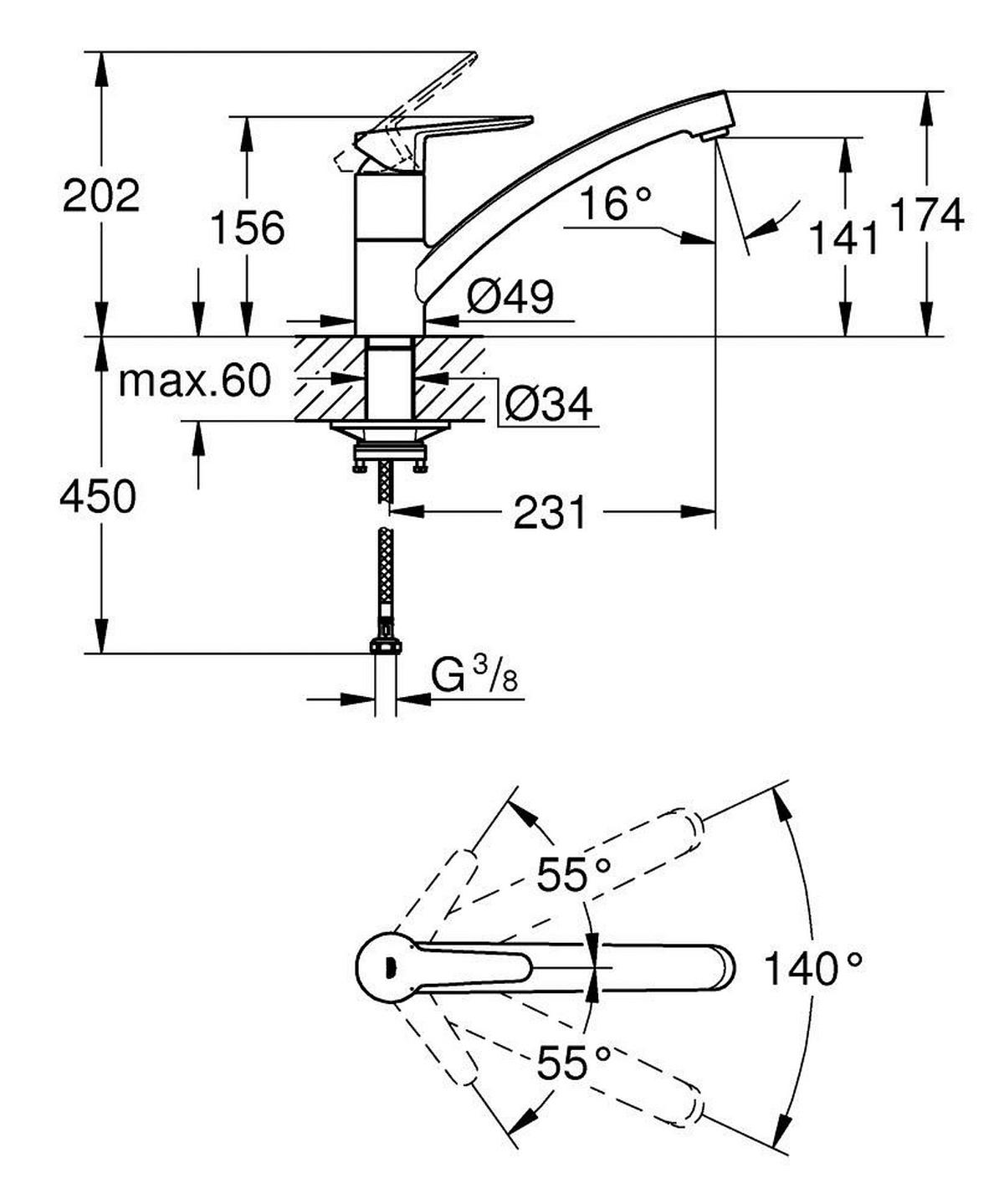 KONYHAI CSAPTELEP 4,9/20,2/23,5 cm  - krómszínű, Basics, fém (4,9/20,2/23,5cm) - Grohe