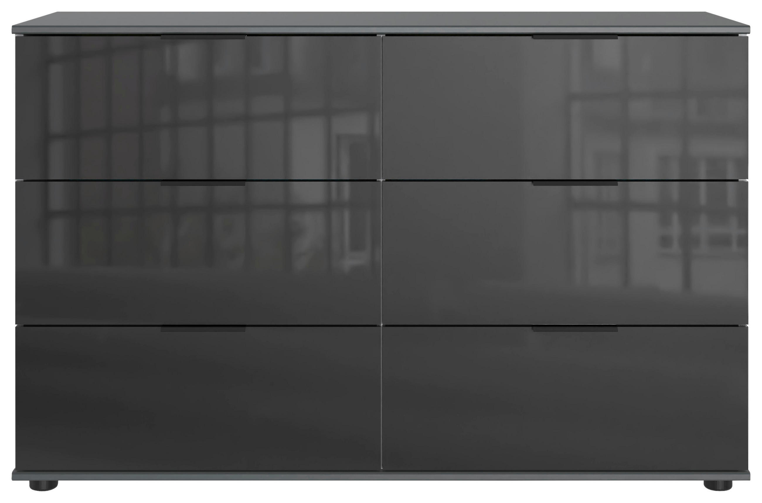 KOMMODE 130/83/41 cm in Graphitfarben, Schwarz - Schwarz/Graphitfarben, Konventionell, Glas/Holzwerkstoff (130/83/41cm) - Modante