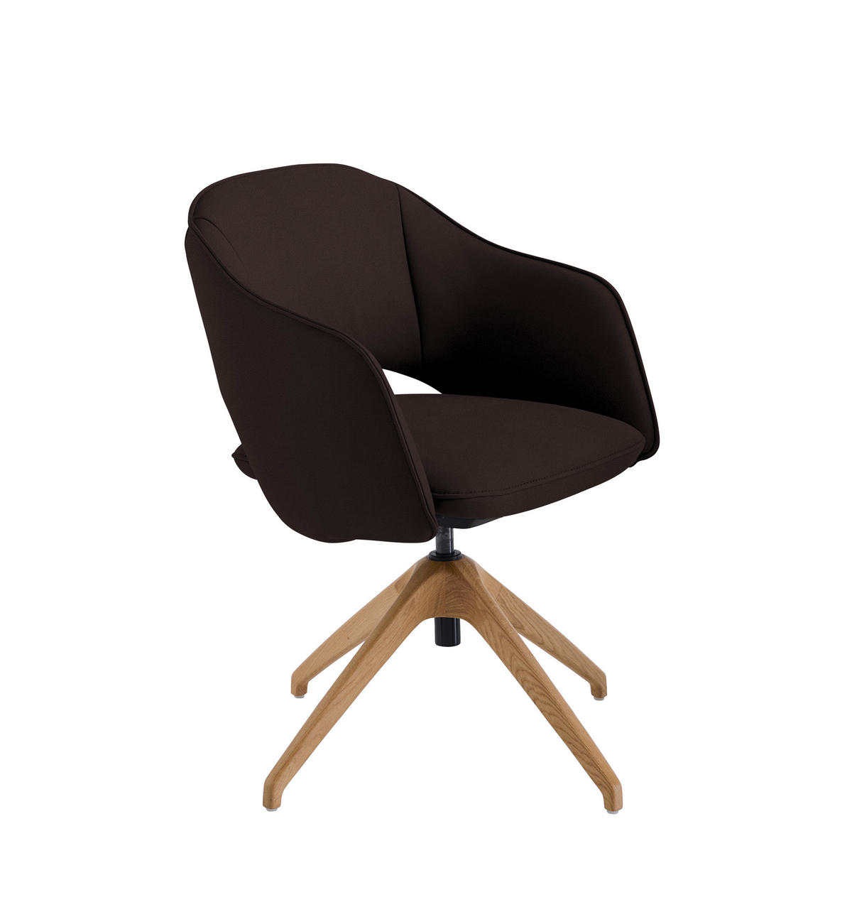 ARMLEHNSTUHL  in Echtleder naturbelassen  - Schwarzbraun/Wildeiche, Design, Leder/Holz (63/74-90/57-73cm) - Koinor