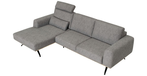 ECKSOFA in Struktur Grau 157/262 cm - Schwarz/Grau, Design, Textil/Metall (157/262cm) - Novel