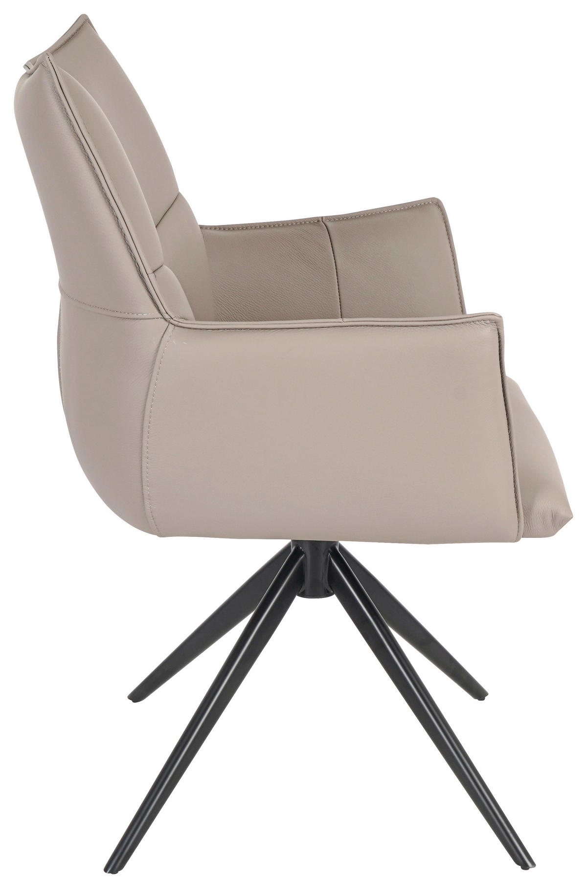 SCAUN CU BRAțE in negru, taupe  - taupe/negru, Design, metal/piele (62/91/62cm) - Novel