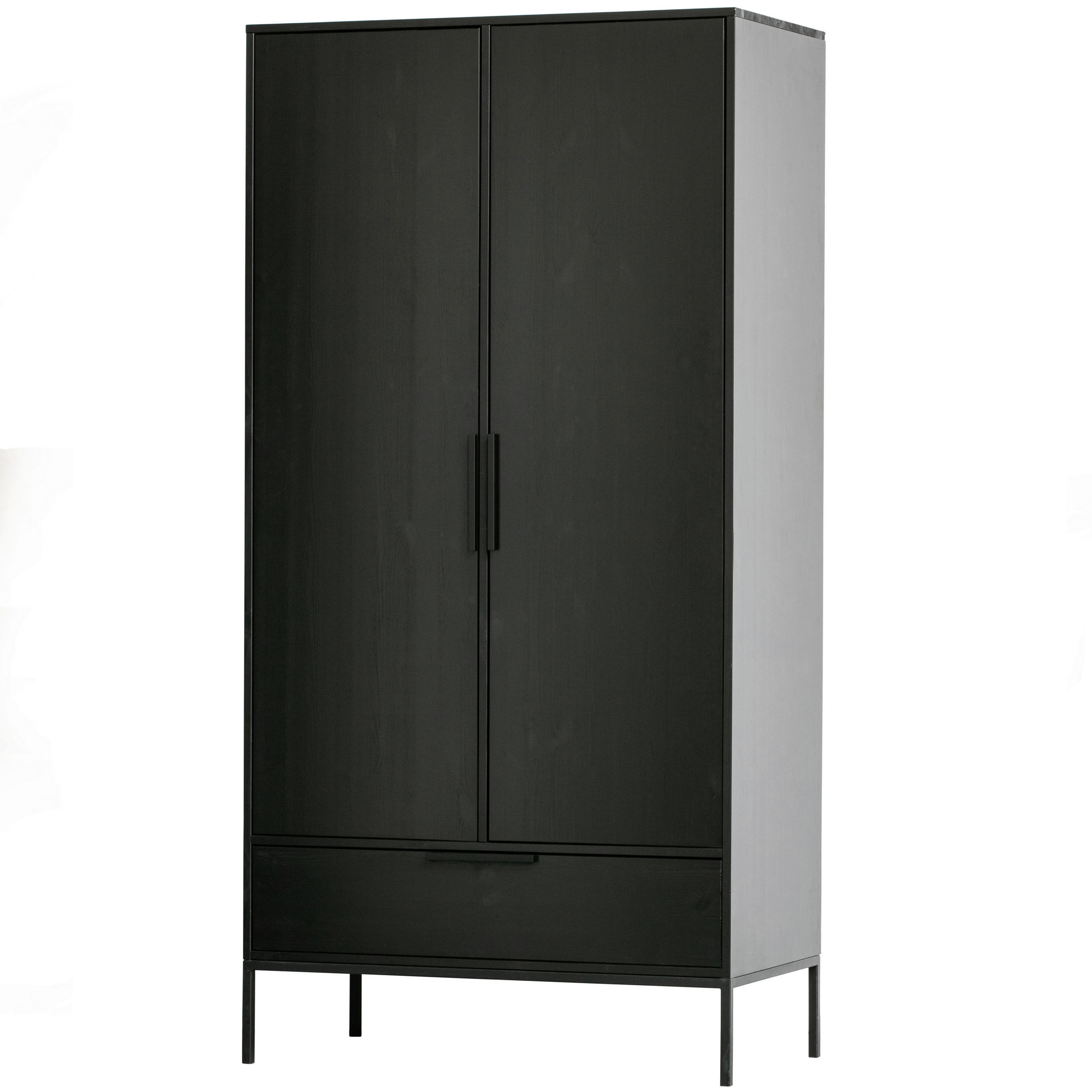 Mid.you Drehtürenschrank Adam Schwarz 100x200x53 cm