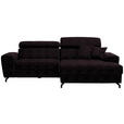 ECKSOFA in Velours Aubergine 267/181 cm - Aubergine/Schwarz, Design, Textil/Metall (267/181cm) - Carryhome