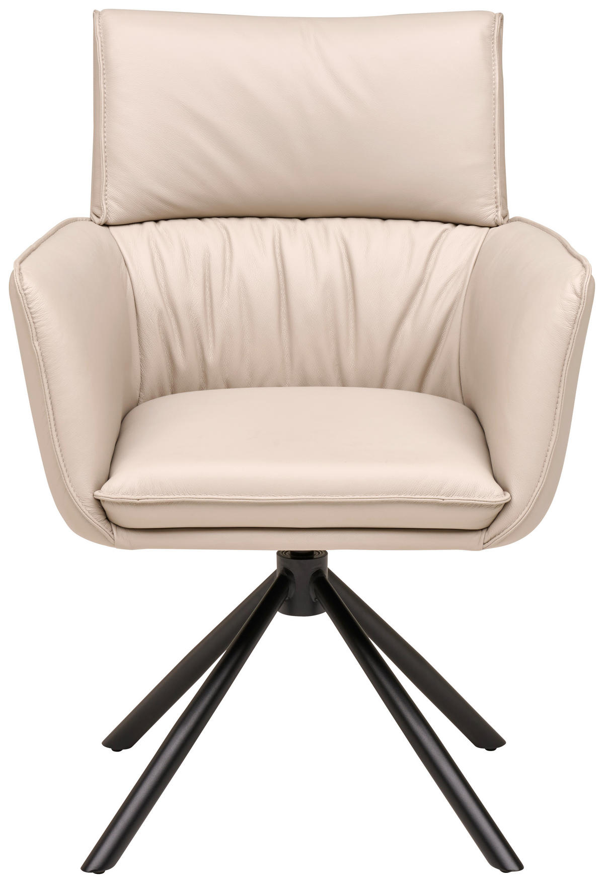 STOLICA S NASLONOM ZA RUKE  svijetlo siva  koža      - svijetlo siva/crna, Moderno, koža/metal (64/90,5/64,5cm) - Livetastic