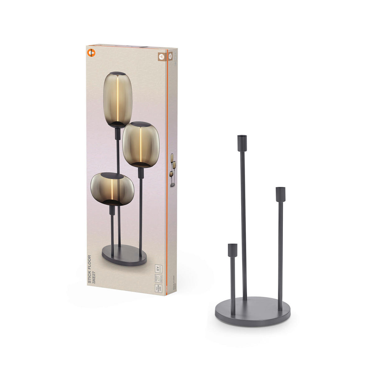 TISCHLEUCHTE 32/78 cm   - Dunkelgrau, Basics, Metall (32/78cm) - Osram