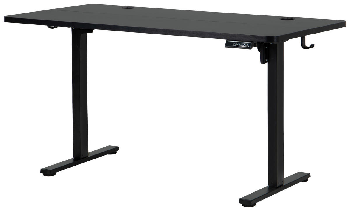 SCHREIBTISCH 140/70/72/118 cm Schwarz elektrisch höhenverstellbar  - Schwarz, MODERN, Holzwerkstoff/Metall (140/70/72/118cm) - Livetastic