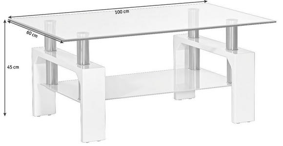 COUCHTISCH rechteckig Weiß Hochglanz 100/60/45 cm  - Weiß Hochglanz, Design, Glas/Holzwerkstoff (100/60/45cm) - Carryhome