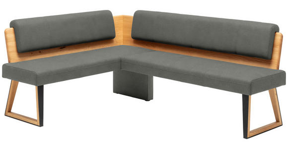 ECKBANK 165/215 cm  in Hellgrau, Wildeiche  - Wildeiche/Hellgrau, Design, Holz/Textil (165/215cm) - Venda