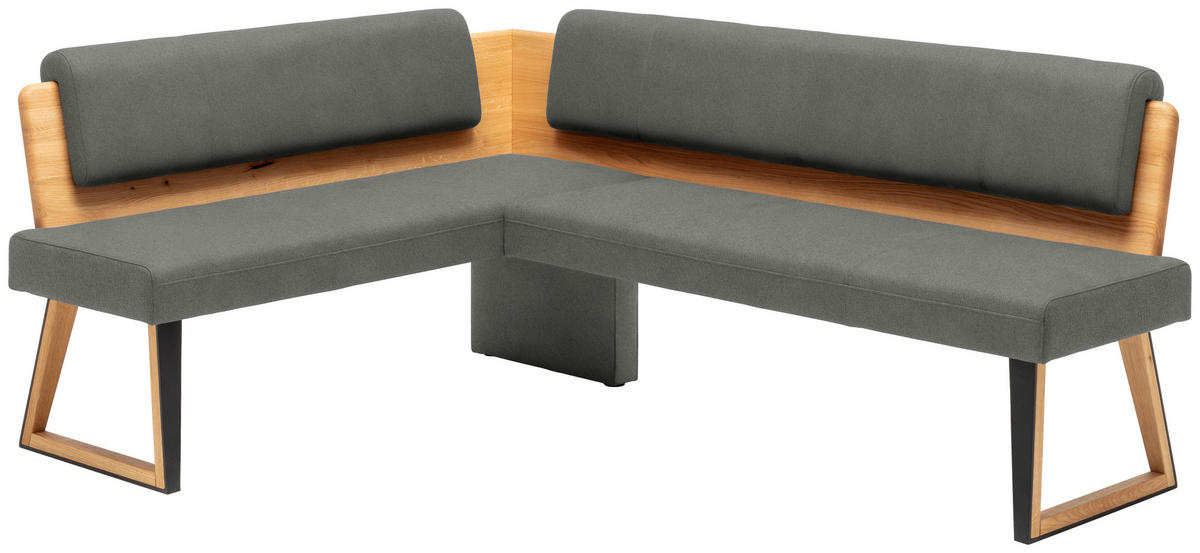 ECKBANK 165/235 cm  in Hellgrau, Wildeiche  - Wildeiche/Hellgrau, Design, Holz/Textil (165/235cm) - Venda