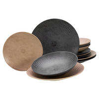 TAFELSERVICE Catania Mix 12-teilig  - Sandfarben/Anthrazit, Basics, Keramik - Creatable