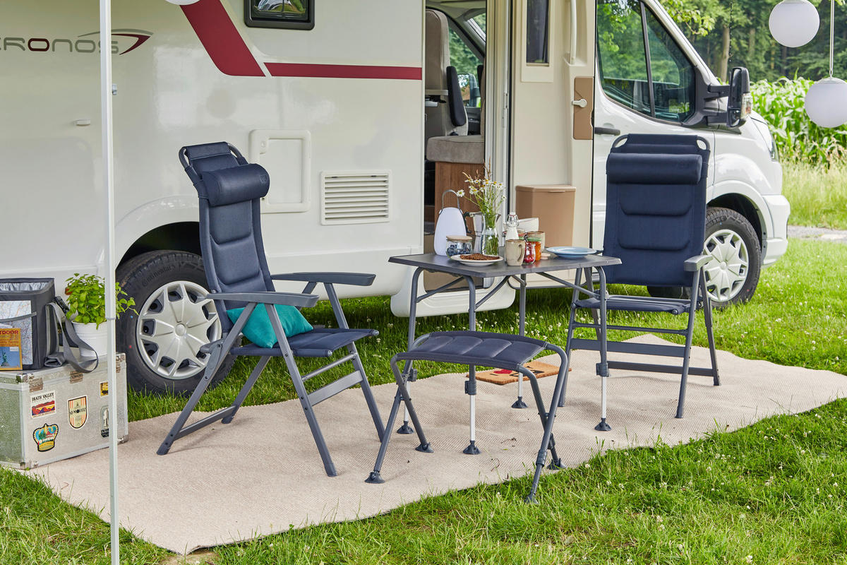 CAMPINGHOCKER in  - Anthrazit/Dunkelblau, KONVENTIONELL, Textil/Metall (66/47/52cm) - Siena Garden