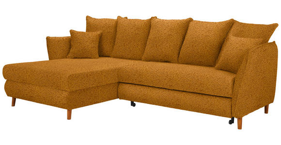 ECKSOFA in Bouclé Currygelb  - Currygelb/Eichefarben, KONVENTIONELL, Holz/Textil (284/162cm) - Carryhome