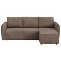ECKSOFA Chenille Taupe  - Taupe/Schwarz, Trend, Kunststoff/Textil (239/170cm) - MID.YOU