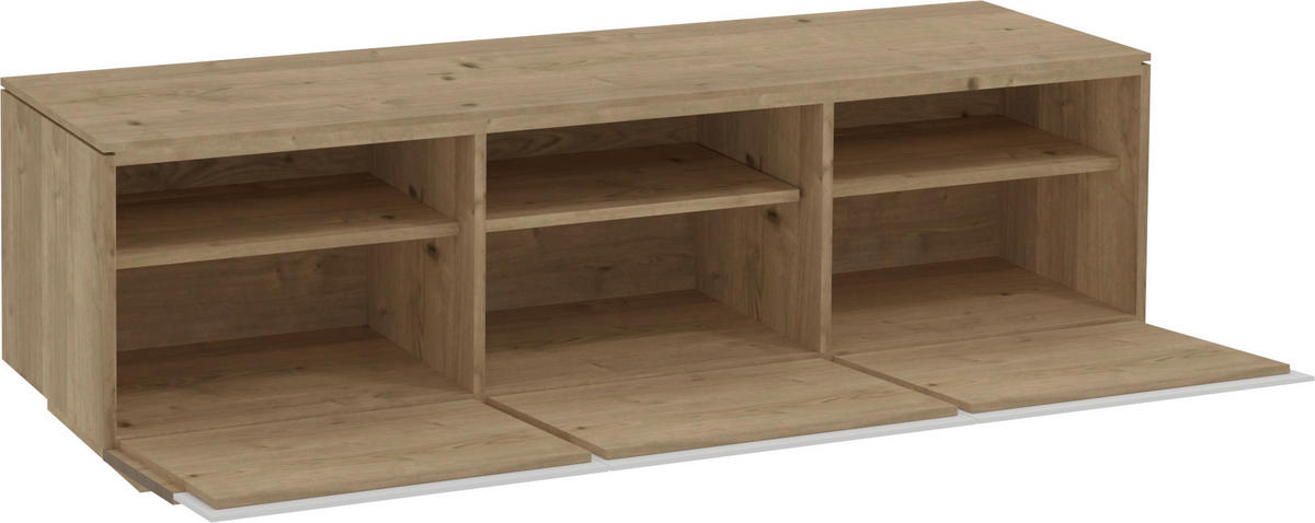KOMODA POD TELEVIZI, divoký dub, bílá, divoký dub, 192/58/55,2 cm - bílá/divoký dub, Design, dřevo/sklo (192/58/55,2cm) - Voglauer