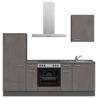 KÜCHENLEERBLOCK 240 cm   in Schieferfarben  - Schieferfarben/Edelstahlfarben, MODERN, Holzwerkstoff/Metall (240cm) - Nobilia