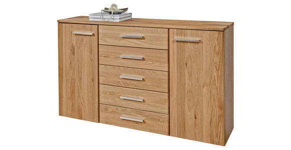 KOMMODE Eiche teilmassiv Eichefarben - Eichefarben/Alufarben, Design, Holz/Holzwerkstoff (141/92/41cm) - Dieter Knoll