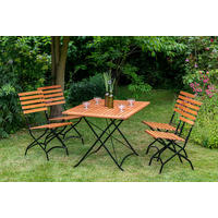 GARTENSTUHL-SET Eukalyptusholz Stahl Naturfarben, Schwarz  - Schwarz/Naturfarben, ROMANTIK / LANDHAUS, Holz/Metall (47/59/86cm) - Gardenson