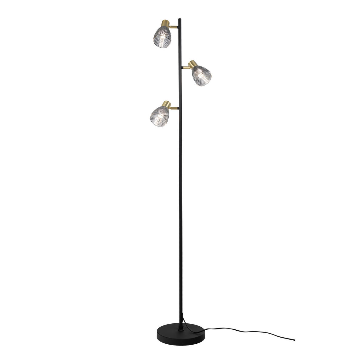STEHLEUCHTE 3er Spot Stehleuchte LINDITA 23/154 cm   - Schwarz, LIFESTYLE, Glas/Metall (23/154cm) - Näve
