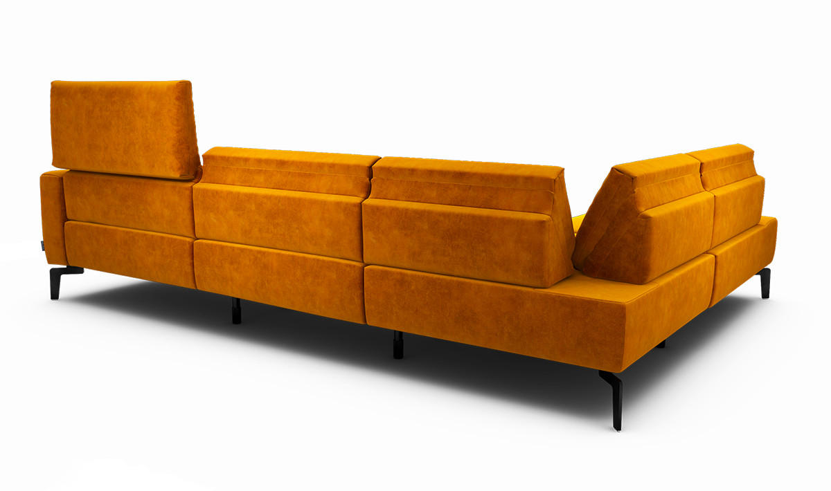 ECKSOFA Cosy Gelb Samt  - Gelb/Schwarz, Design, Textil/Metall (213/296cm) - SENSOO