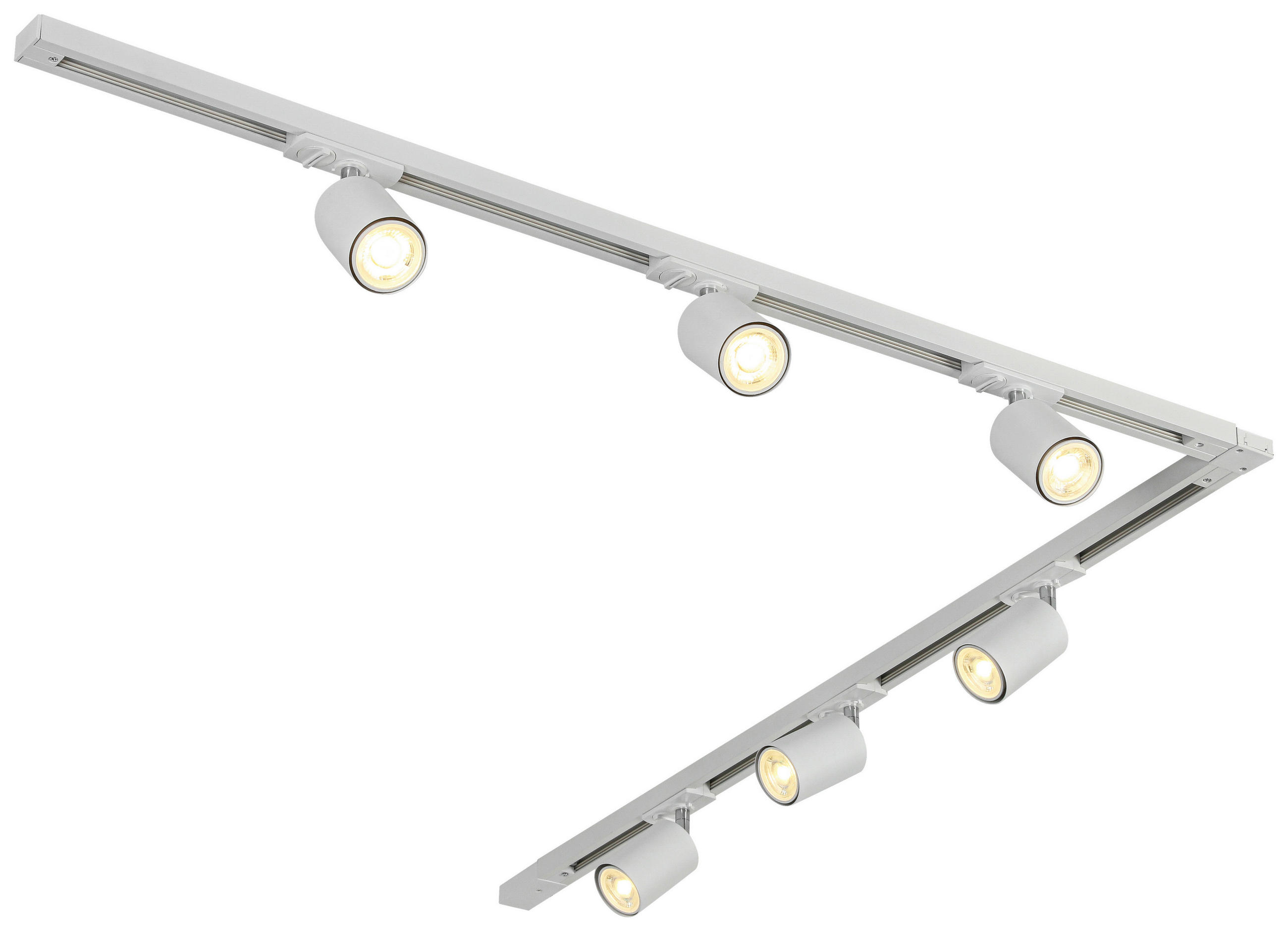 SCHIENENSYSTEM 110/104/14 cm   - Chromfarben/Weiß, Trend, Kunststoff/Metall (110/104/14cm) - Novel