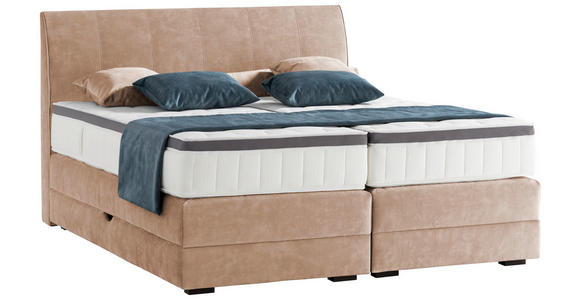 BOXSPRINGBETT 180/200 cm in Hellbraun - Wengefarben/Hellbraun, KONVENTIONELL, Holz/Textil (180/200cm) - Novel