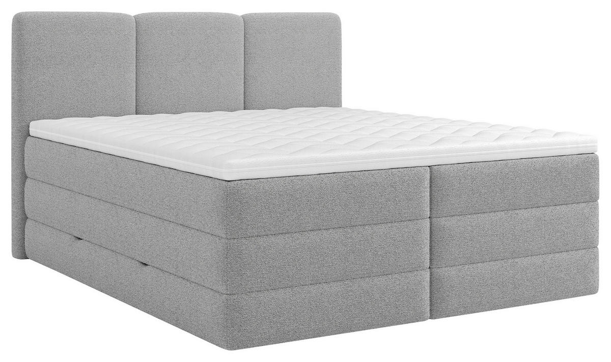 BOXSPRINGBETT 200/200 cm,  in Grau, Bettkasten, Topper, H2 + H3 = mittel + fest  - Schwarz/Grau, MODERN, Holz/Kunststoff (200/200cm) - MID.YOU