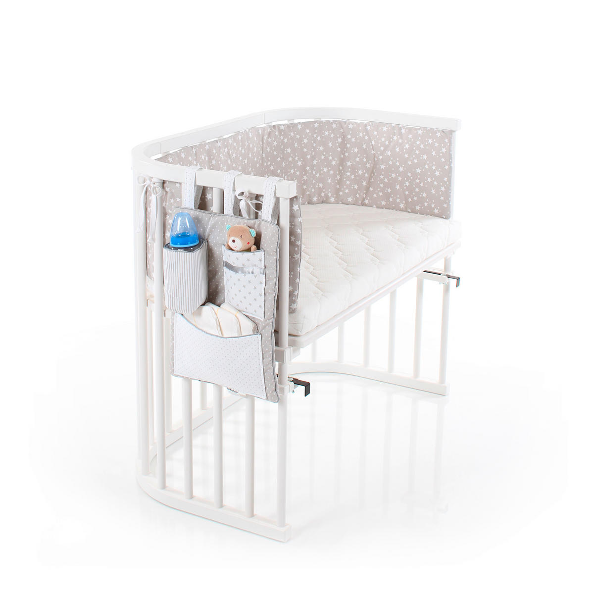 BETTTASCHE - Weiß/Grau, Basics, Textil (28/39/2,5cm) - Babybay