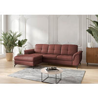 ECKSOFA ZORA E Rotbraun Echtleder  - Rotbraun/Schwarz, MODERN, Leder/Metall (164/262cm) - Sit & More