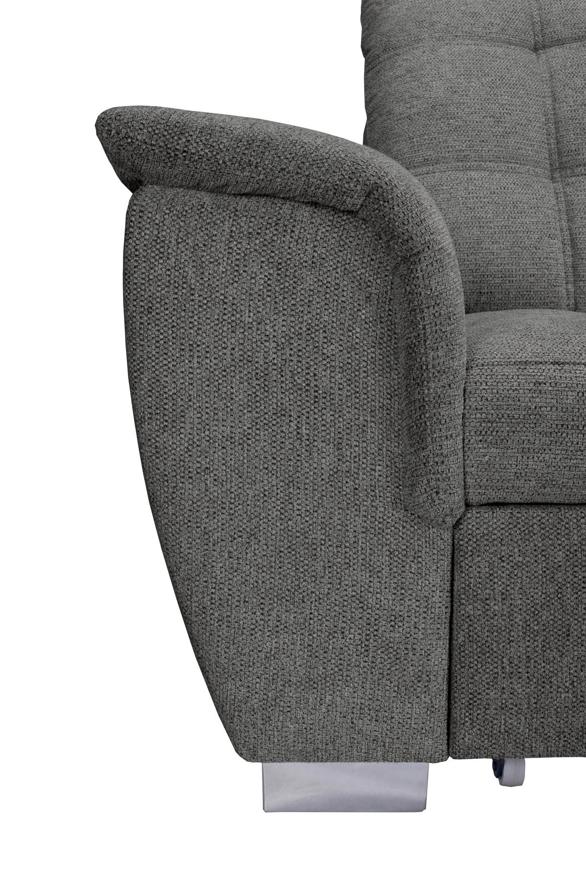 ECKSOFA Graubraun Chenille  - Chromfarben/Graubraun, KONVENTIONELL, Kunststoff/Textil (260/205cm) - Carryhome