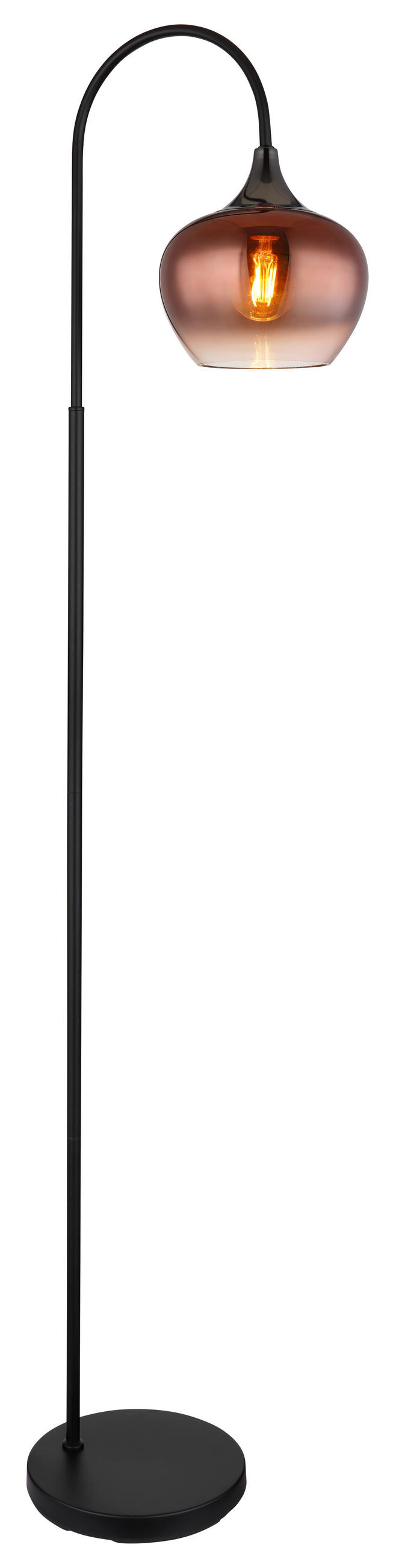STOJACÍ LAMPA, 39/25/150 cm - měděné barvy/černá, Basics, kov/textil (39/25/150cm) - Globo