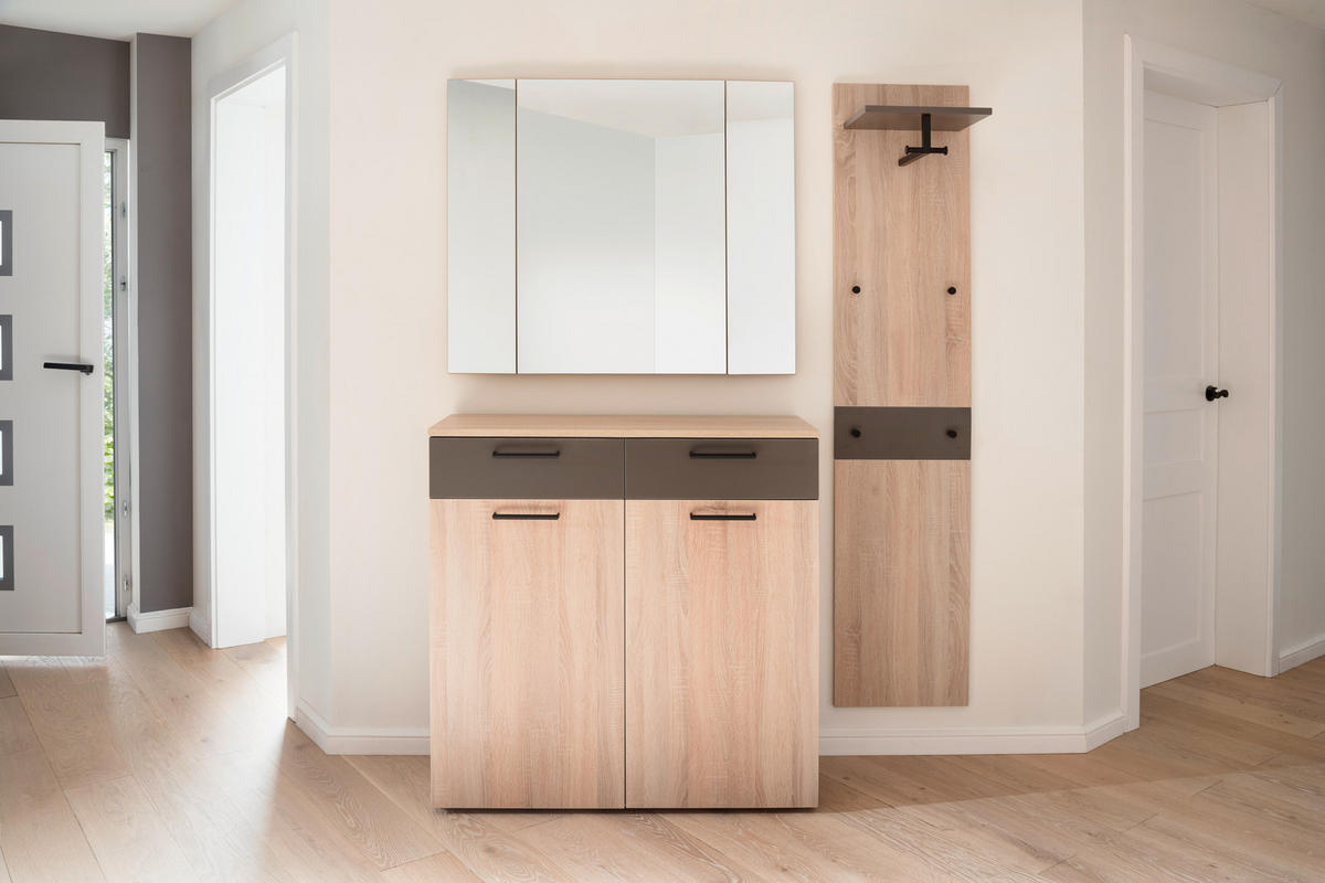 GARDEROBE 3-teilig  in 150/200/38 cm  - Eichefarben/Braun, Konventionell, Holzwerkstoff (150/200/38cm) - Moderano