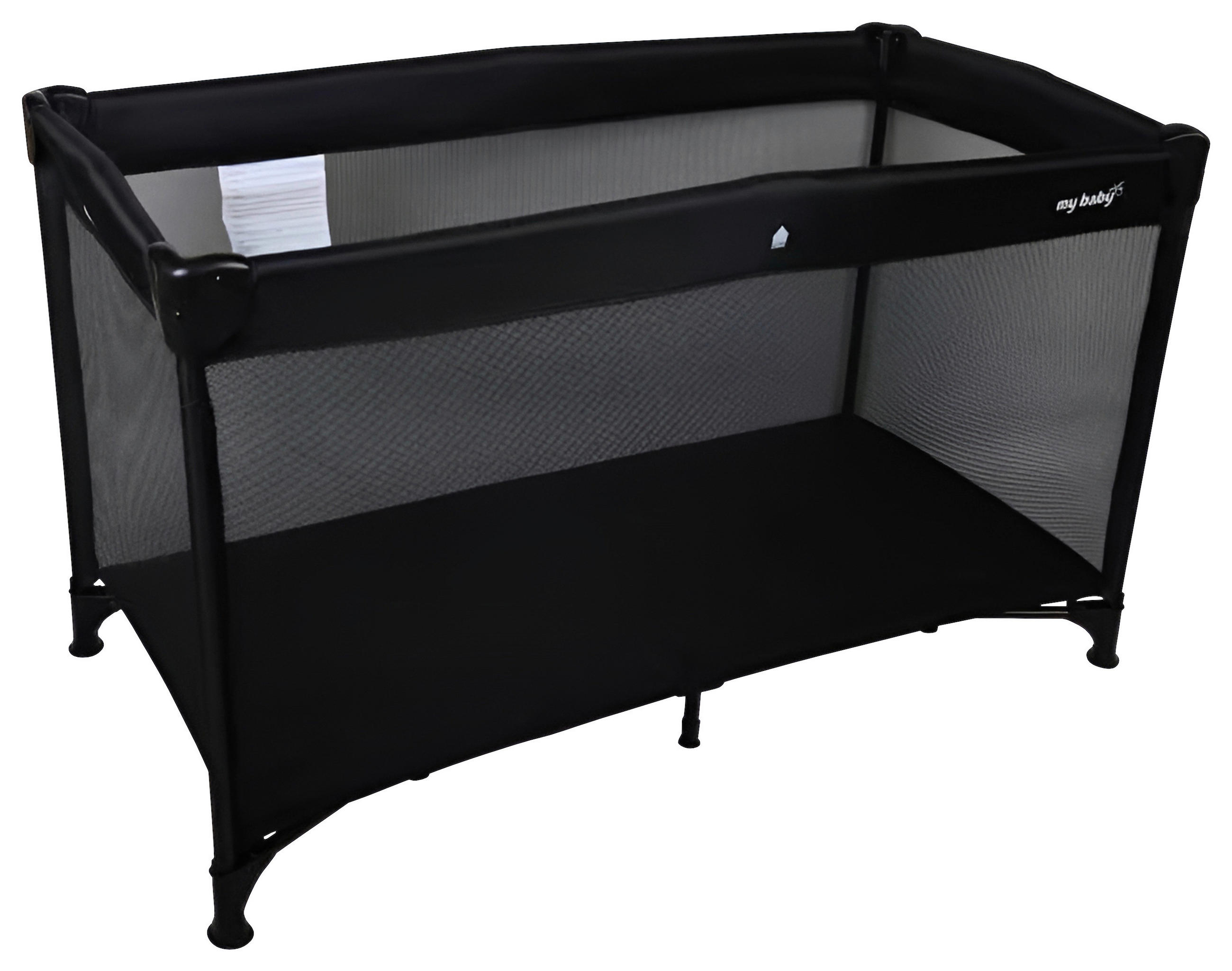 REISEBETT Schwarz  - Schwarz, Basics, Kunststoff/Textil (120/60/74cm) - My Baby Lou