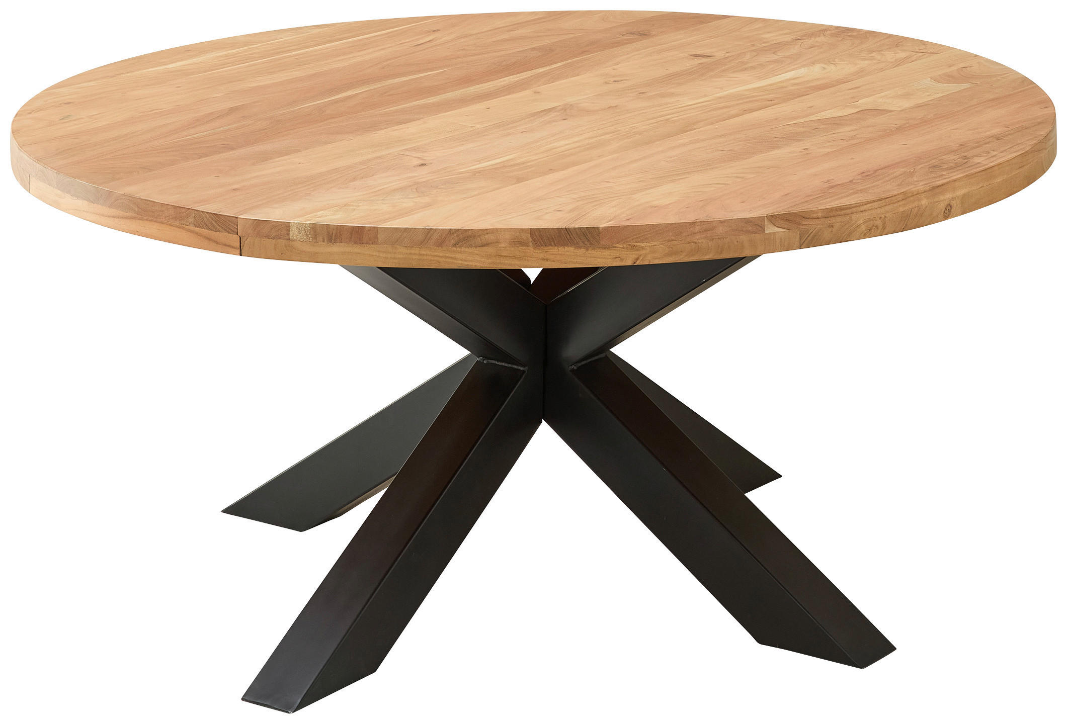 ESSTISCH 160/160/75 cm Echtholz  Holz, Metall rund Schwarz, Akaziefarben  - Schwarz/Akaziefarben, MODERN, Holz/Metall (160/160/75cm) - Livetastic