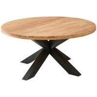 ESSTISCH 160/160/75 cm Echtholz  Holz, Metall rund Schwarz, Akaziefarben  - Schwarz/Akaziefarben, MODERN, Holz/Metall (160/160/75cm) - Livetastic