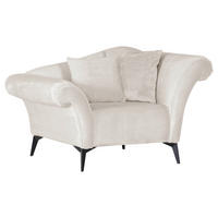 SESSEL in Chenille Beige  - Beige/Schwarz, Design, Textil/Metall (138/83/85cm)