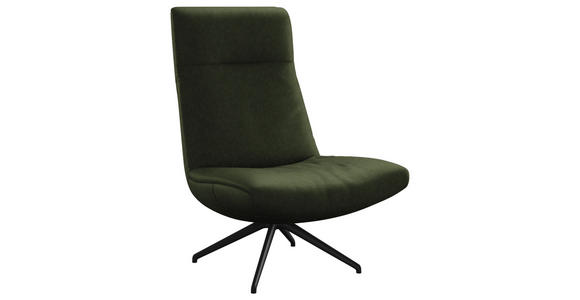 SESSEL in Echtleder Dunkelgrün - Dunkelgrün/Schwarz, MODERN, Leder/Metall (74/105/92cm) - Johann Jakob