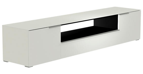 LOWBOARD Weiß, Alufarben  210/43/45 cm  - Alufarben/Weiß, Design, Glas/Holzwerkstoff (210/43/45cm) - Moderano