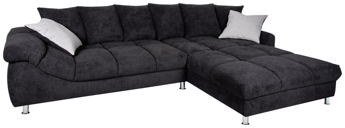 SEDEŽNA GARNITURA, tkanina siva, črna  - siva/črna, Design, kovina/tekstil (337/228cm) - Carryhome