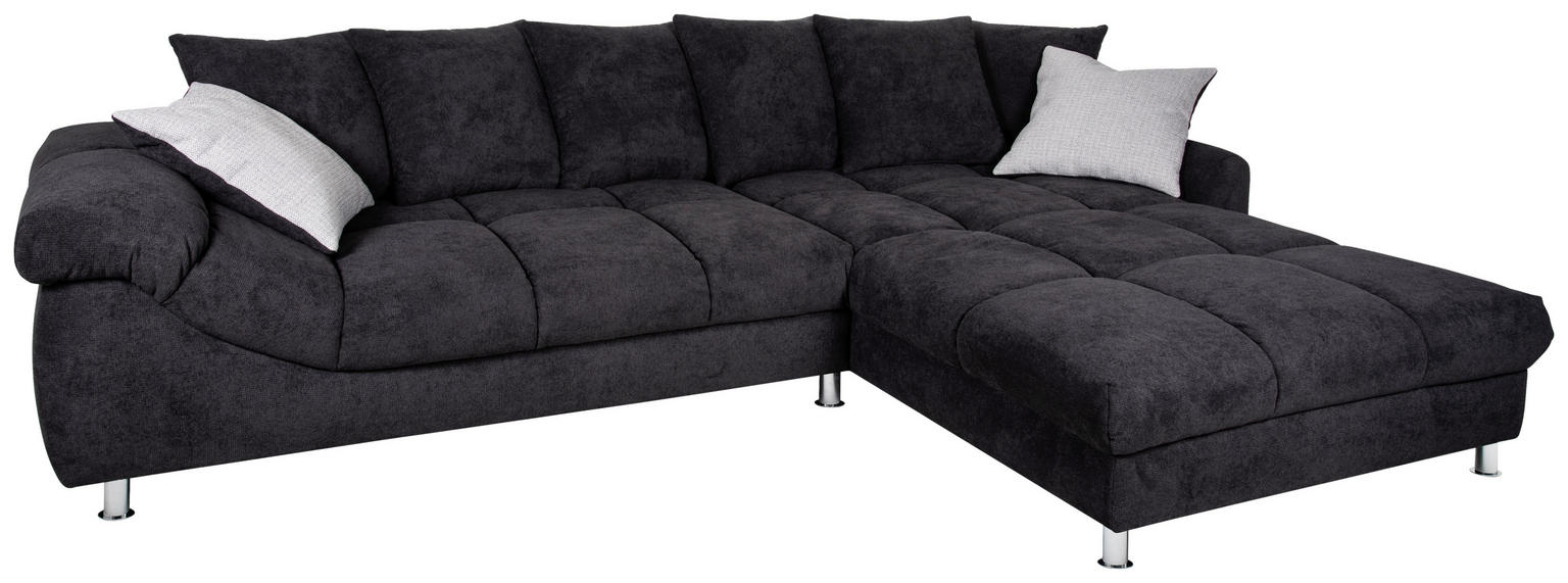 ECKSOFA Grau, Schwarz Webstoff - weiches Design