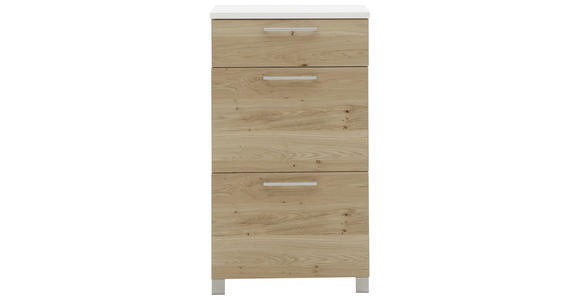 SCHUHKIPPER Balkeneiche furniert lackiert Weiß, Eichefarben  - Chromfarben/Eichefarben, Design, Holz/Holzwerkstoff (61/108/31cm) - Dieter Knoll