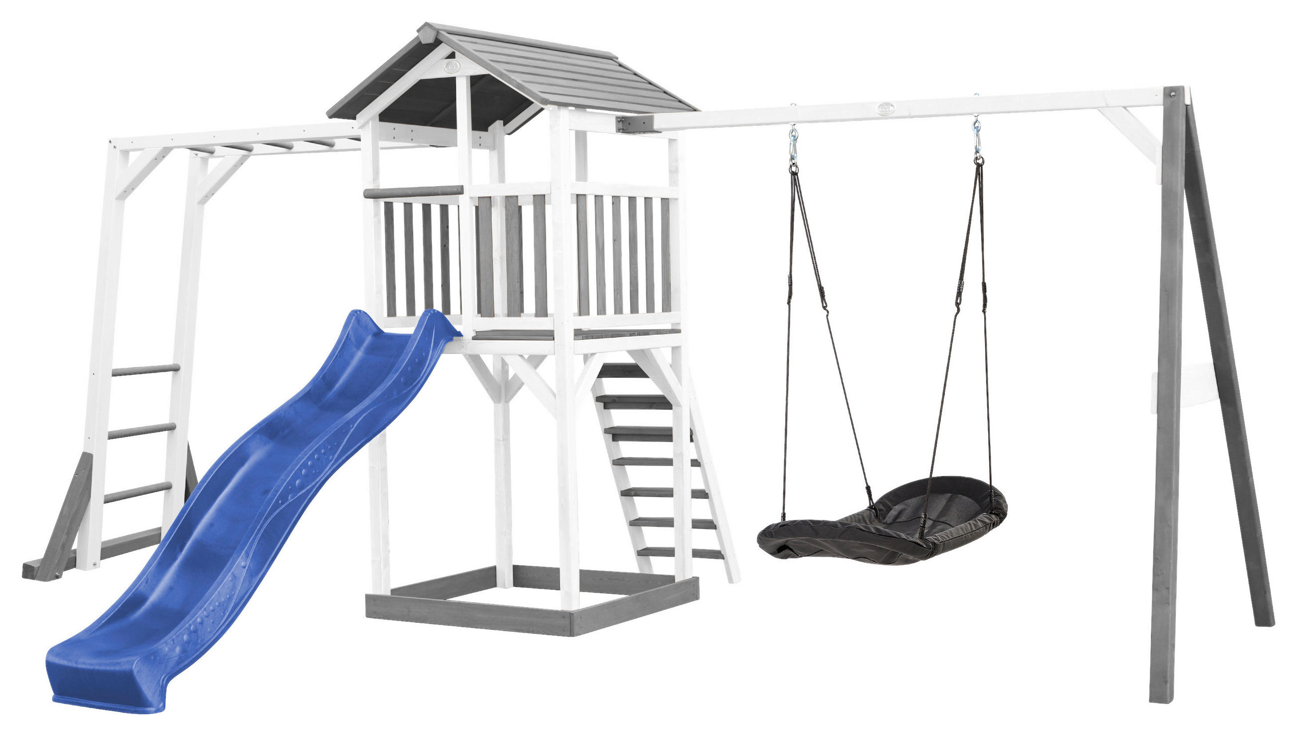 SPIELTURM 519/242/349 cm  - Blau/Weiß, KONVENTIONELL, Holz (519/242/349cm) - Ambia Garden