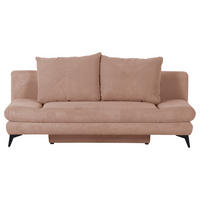 SCHLAFSOFA  mit Stoffauswahl, Liegefunktion, Schlafen auf Sitzhöhe, Rücken echt Cord Rosa  - Schwarz/Rosa, KONVENTIONELL, Textil/Metall (200/78/95cm) - home24
