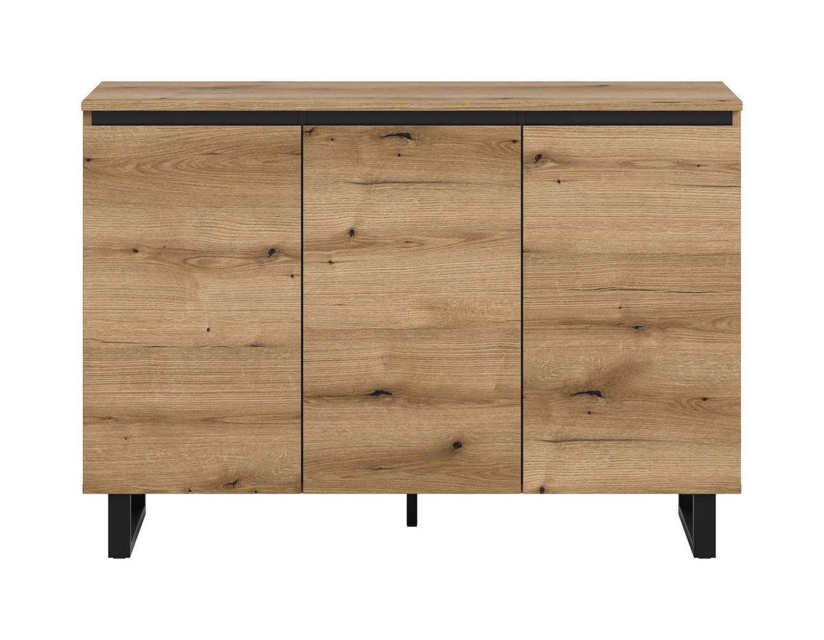 SIDEBOARD 120/84/36 cm  - mörk ek/svart, Design, metall/trämaterial (120/84/36cm) - Livetastic