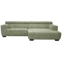 ECKSOFA in Webstoff Olivgrün  279/182 cm  - Schwarz/Olivgrün, KONVENTIONELL, Textil/Metall (279/182cm) - Hom`in