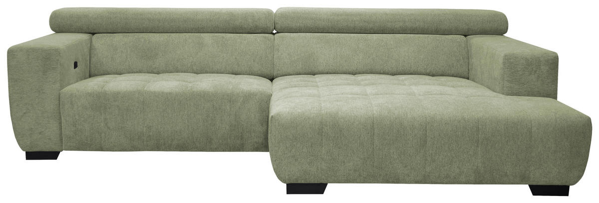 ECKSOFA in Webstoff Olivgrün  279/182 cm  - Schwarz/Olivgrün, KONVENTIONELL, Textil/Metall (279/182cm) - Hom`in
