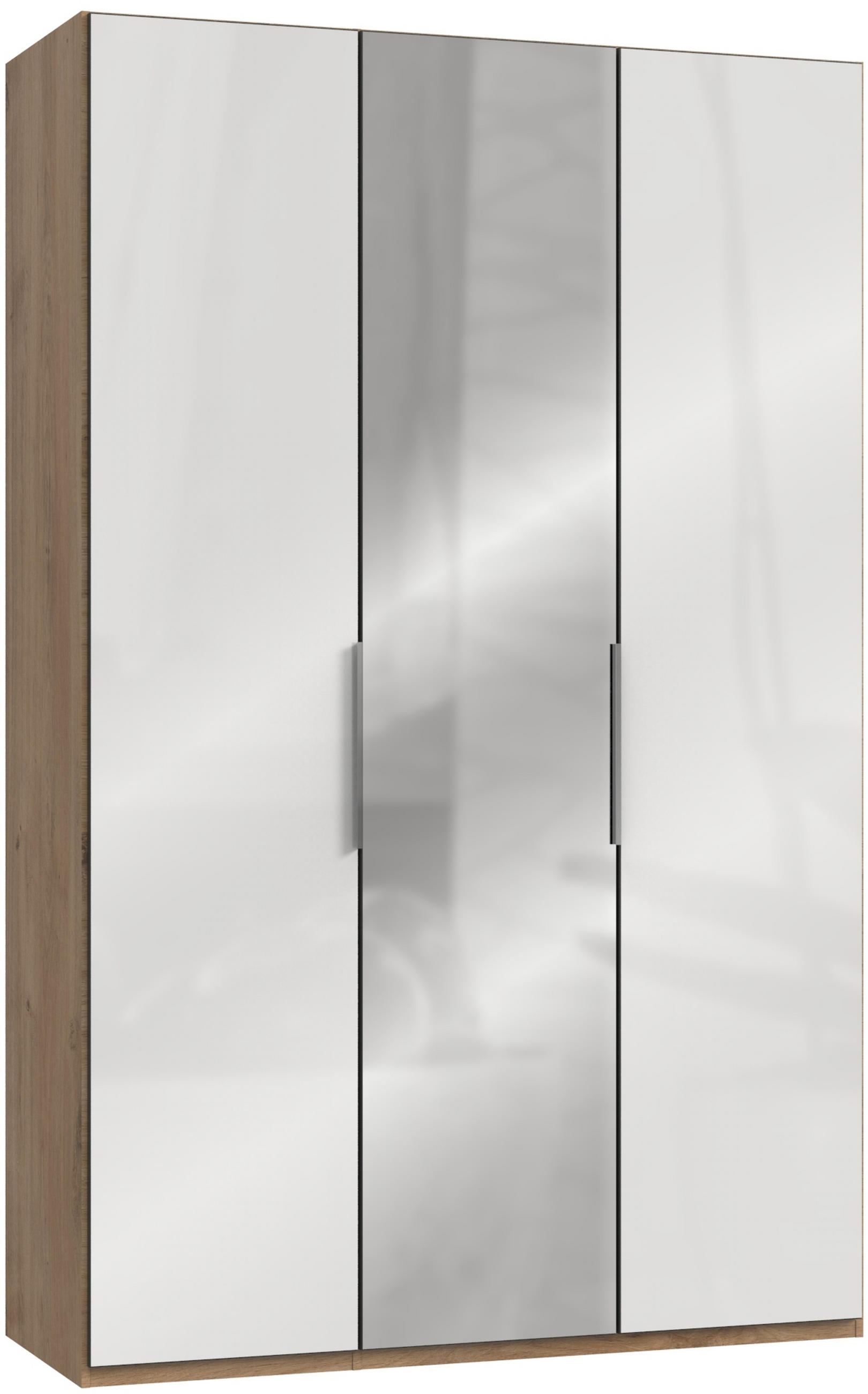 DREHTÜRENSCHRANK in Weiss, Eichefarben - Chromfarben/Weiss, Modern, Glas/Holzwerkstoff (150/236/58cm) - MID.YOU